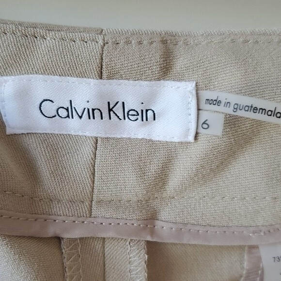 NWT CALVIN KLEIN CLASSIC FIT TAN PANTS SIZE 6 WIDE LEG BOOTCUT MINIMALIST - Picture 6 of 8